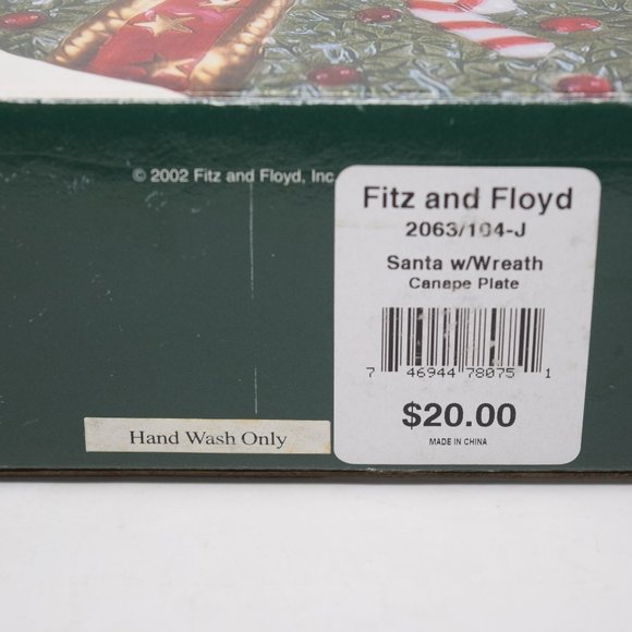 2002 Fitz and Floyd Essentials Santa Wreath Canape Plate IOB Christmas 3D - Picture 14 of 14